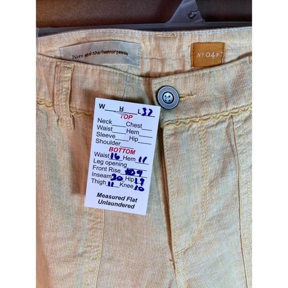 PILCRO & the Letterpress Straight Leg Linen Pants Mid Rise Yellow Size 10 - Picture 3 of 6